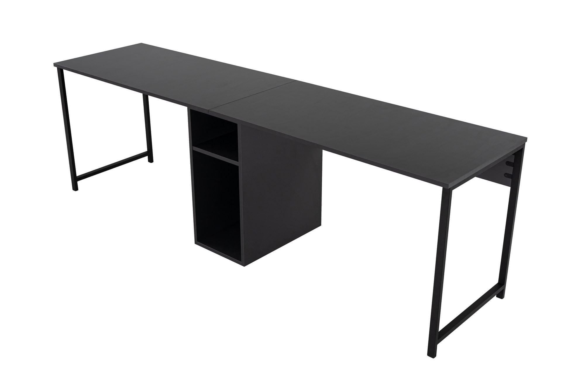 Birou de studiu, Hanah Home, pal melaminat, antracit si negru, 240x60x74 cm - imagine 10
